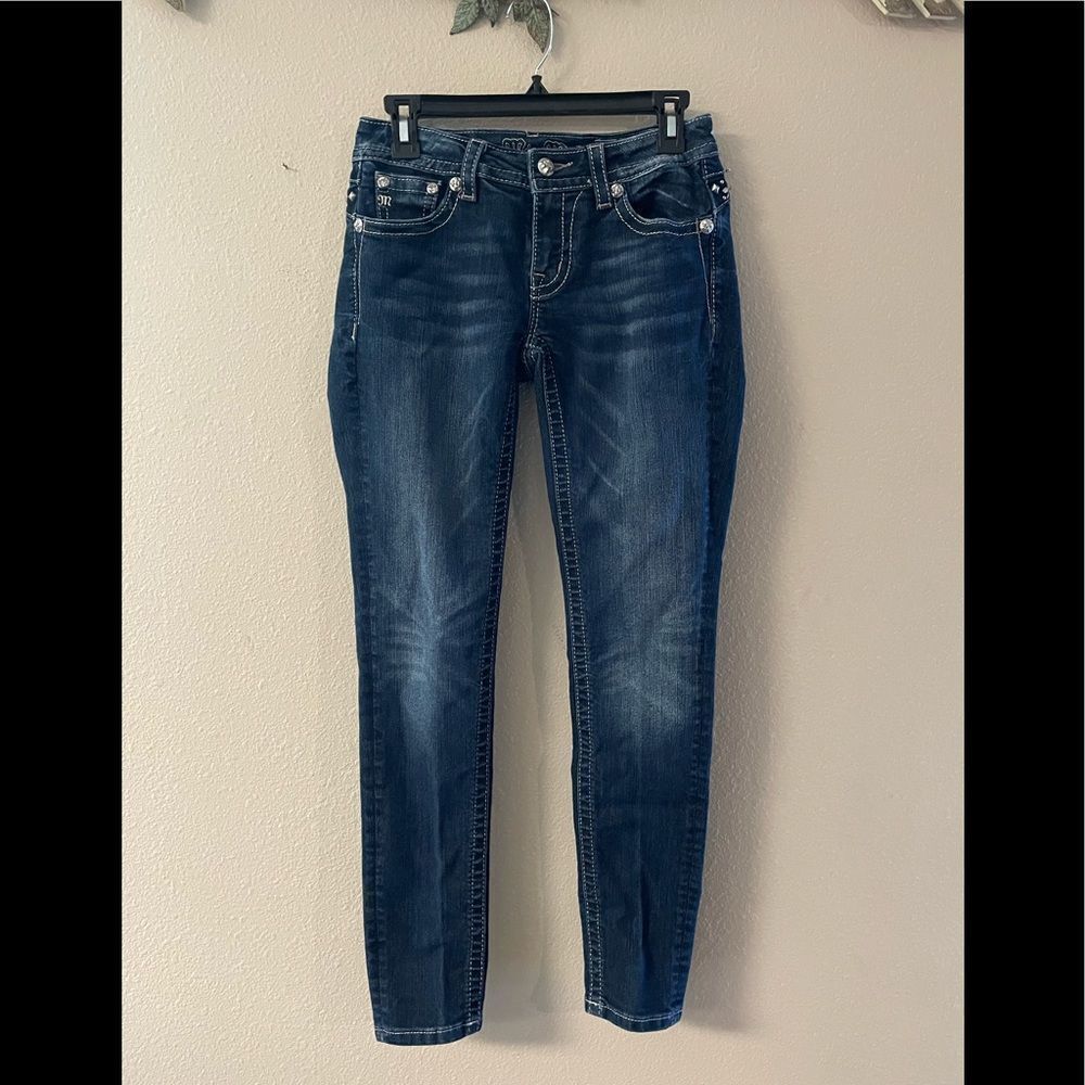 Miss Me - Womens multicolor jeweled pocket midrise skinny jeans